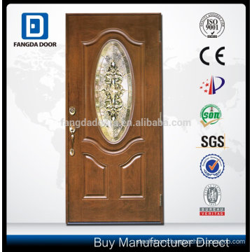 3/4 Scroll Top 2 Panel Fiberglass Manogany Door